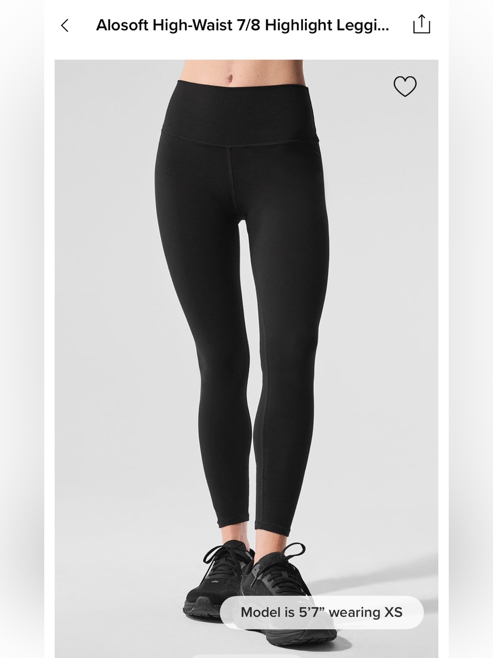 {NWOT} ALO Yoga Black High-Waist 7/8 Leggings